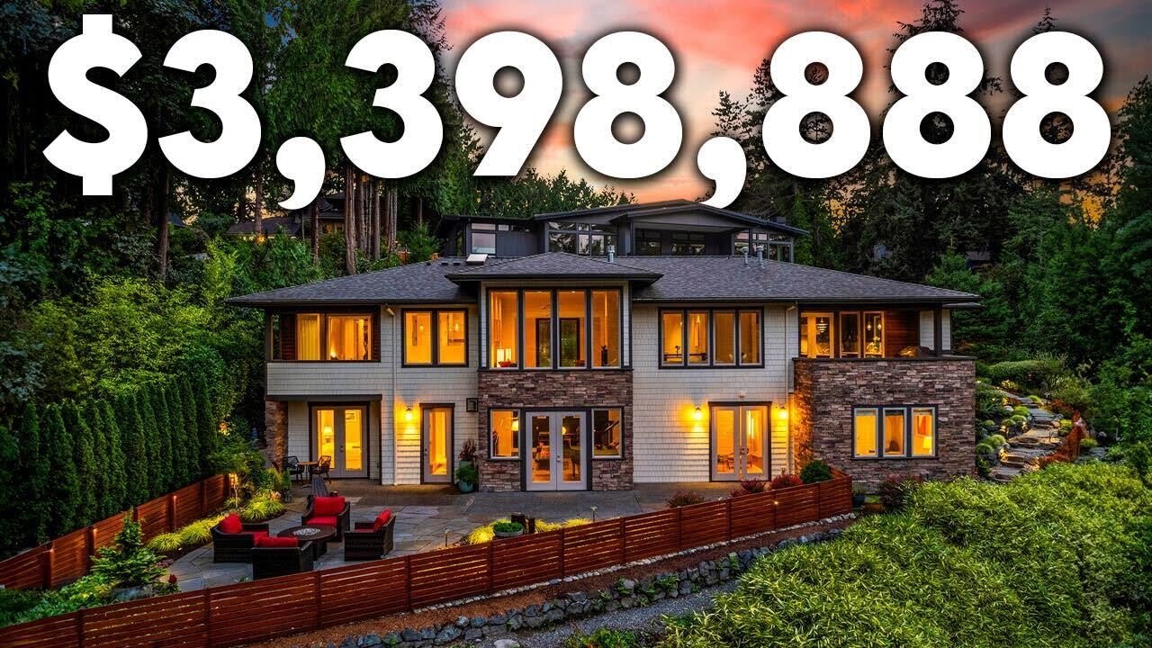 Tour a $3,398,888 Luxury Lakeside Home near Bellevue WA w/Custom Wine Cellar!