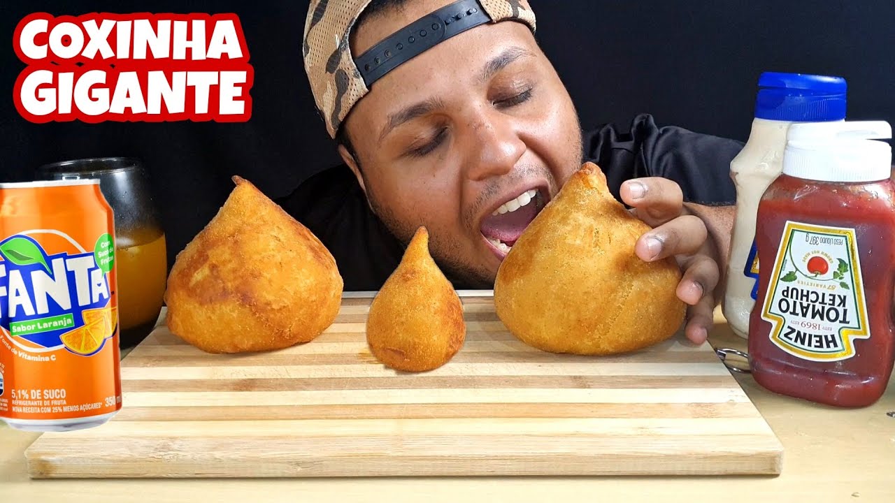 COXINHA GIGANTE E FANTA LARANJA (MUKBANG) | LUCAS ASMR