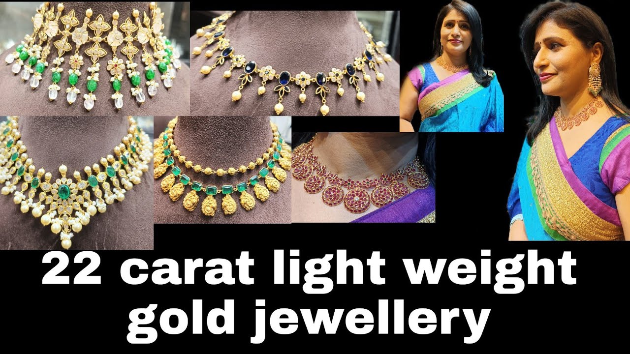 22 carat light weight gold jewellery  Lastest collection Unique designs in light weight RK Jewellers