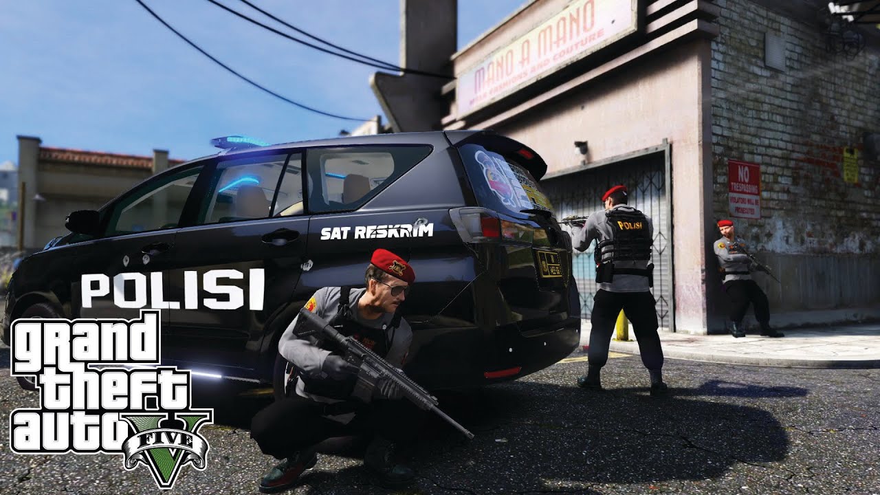 Aksi Kejar Kejaran Patroli Reskrim Masuk Markas Gangster || GTA 5 Mod Polisi Indonesia