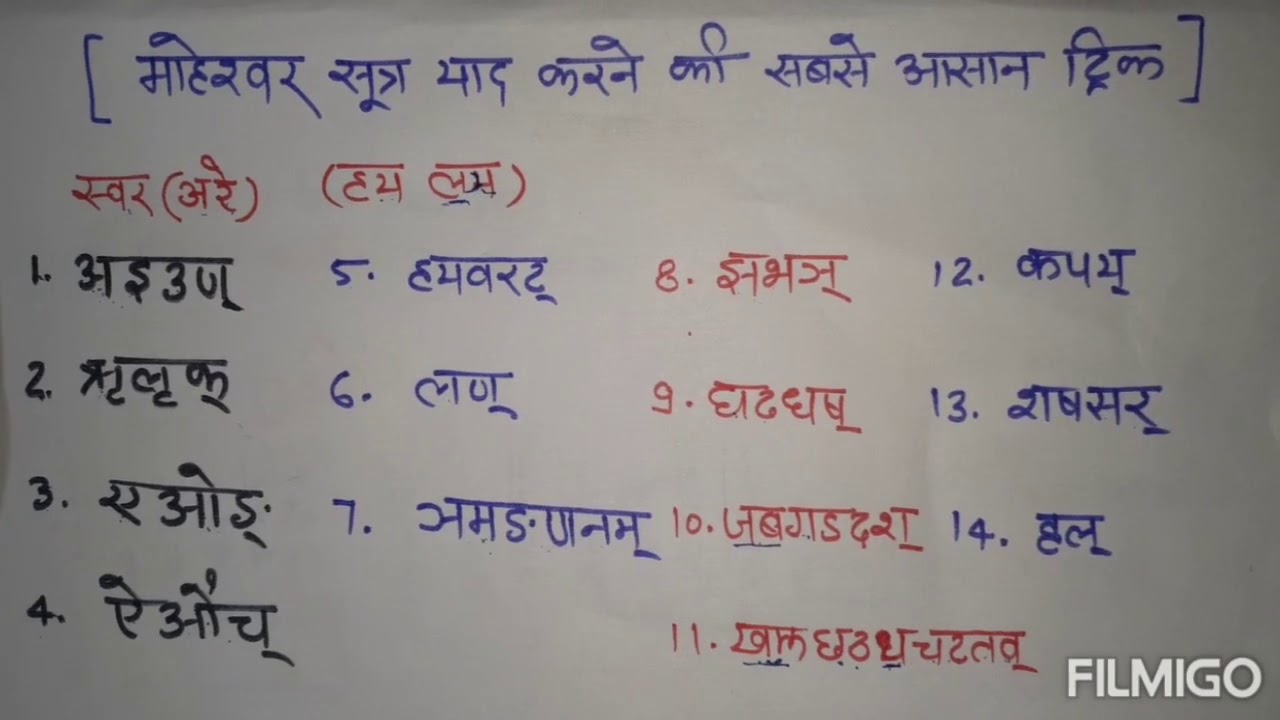 माहेश्वर सूत्र याद करने की सबसे आसन trick (maheshvar sutra)