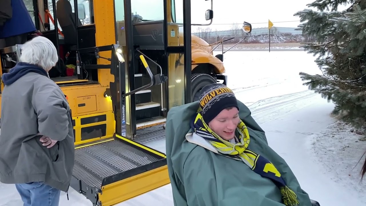 Sam getting on the school bus to Waldron for another day of  school 1.9.25 @onthatnote