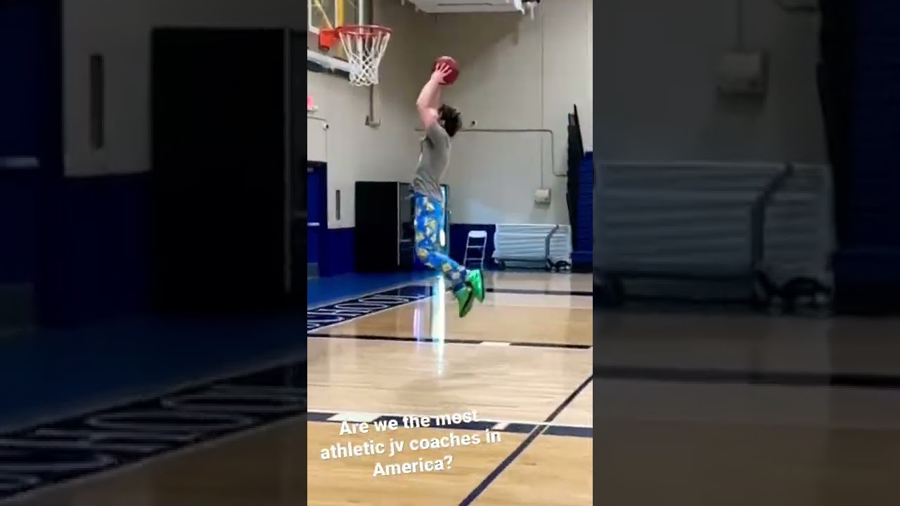 Jv basketball staff. Are we the most athletic jv coaches in America? (Basketball,dunk, back to back)