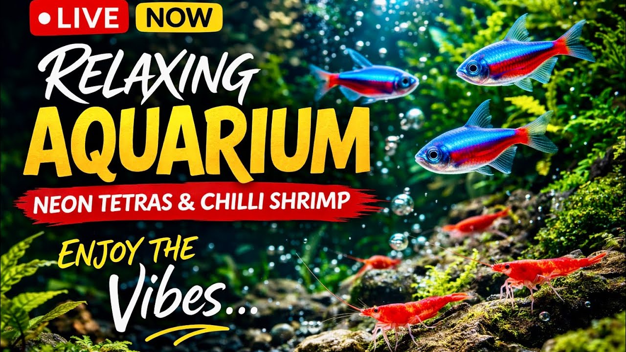 🌿 Relaxing Aquarium Live | Neon Tetras & Chili Shrimp Peaceful Aquascape