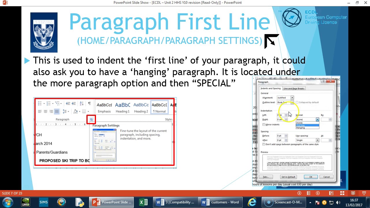 ECDL Word  walkthrough