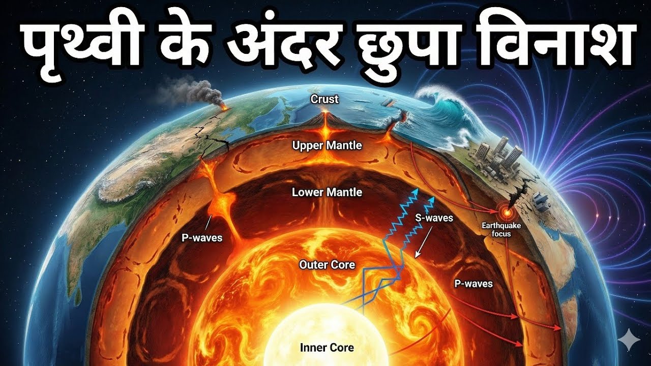 पृथ्वी की आंतरिक संरचना का रहस्य 🌍🔥 | Crust, Mantle, Core, भूकंप और सुनामी