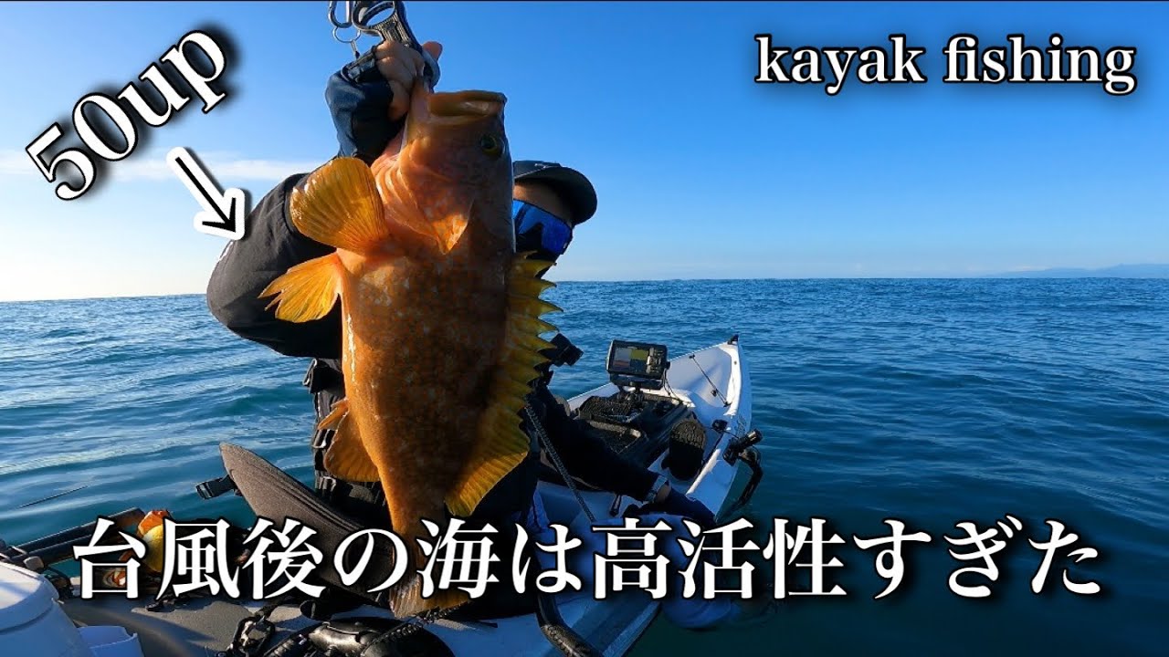 【カヤックフィッシング】台風後の海でデカ魚連発！！水深90m。【根魚】【kayak fishing】【サップフィッシング】【ジギング】【バイキングカヤック】【プロフィッシュ45】