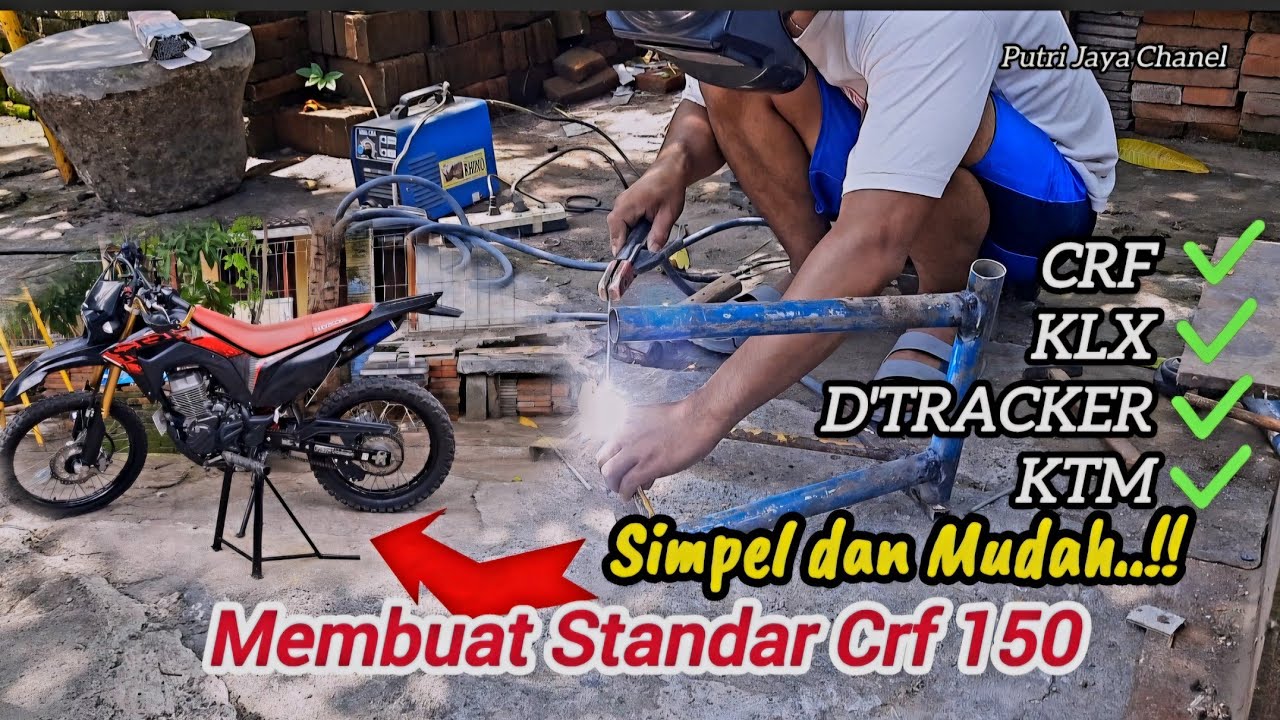 Cara membuat standar motor trail paling mudah, CRF, KLX , D TRACKER, KTM
