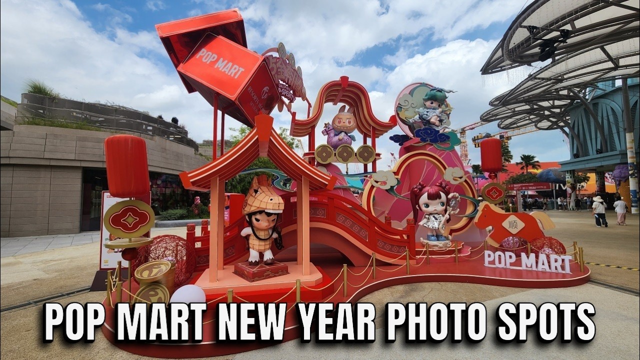 POP MART NEW YEAR Photo Spots 📷  Pop Up Store FREE STICKERS at Resorts World Sentosa RWS FULL TOUR