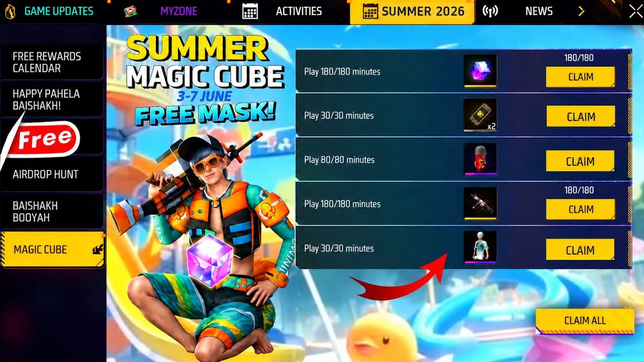 Summer Magic Cube + Free Bundle 🤯 Free Mask Event Free Fire | New Free Bundle Events Free Fire 2026