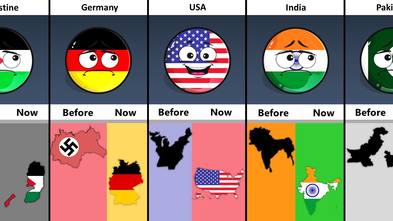 Map of Some Countries Then and Now