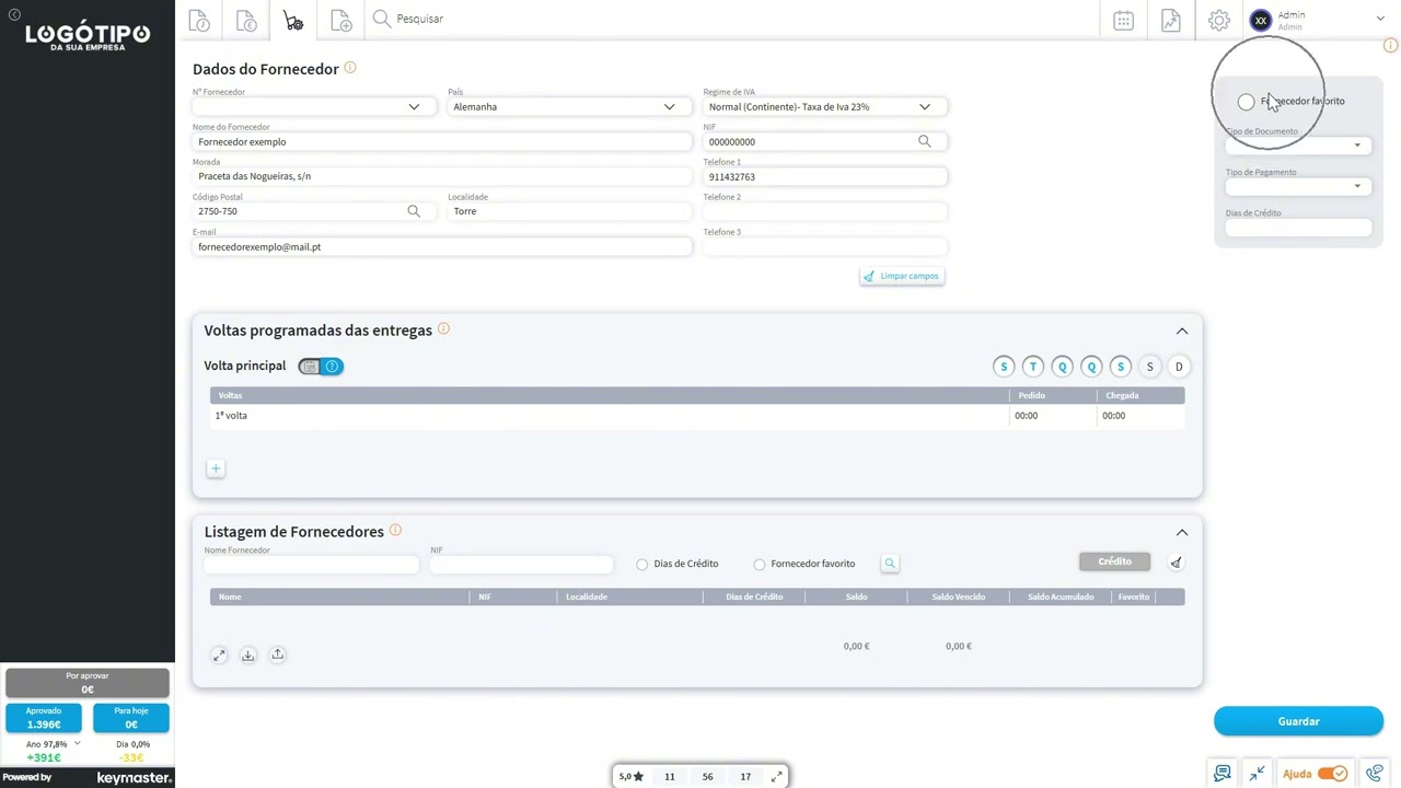 Keymaster - FAQ - Preencher Dados do Fornecedor