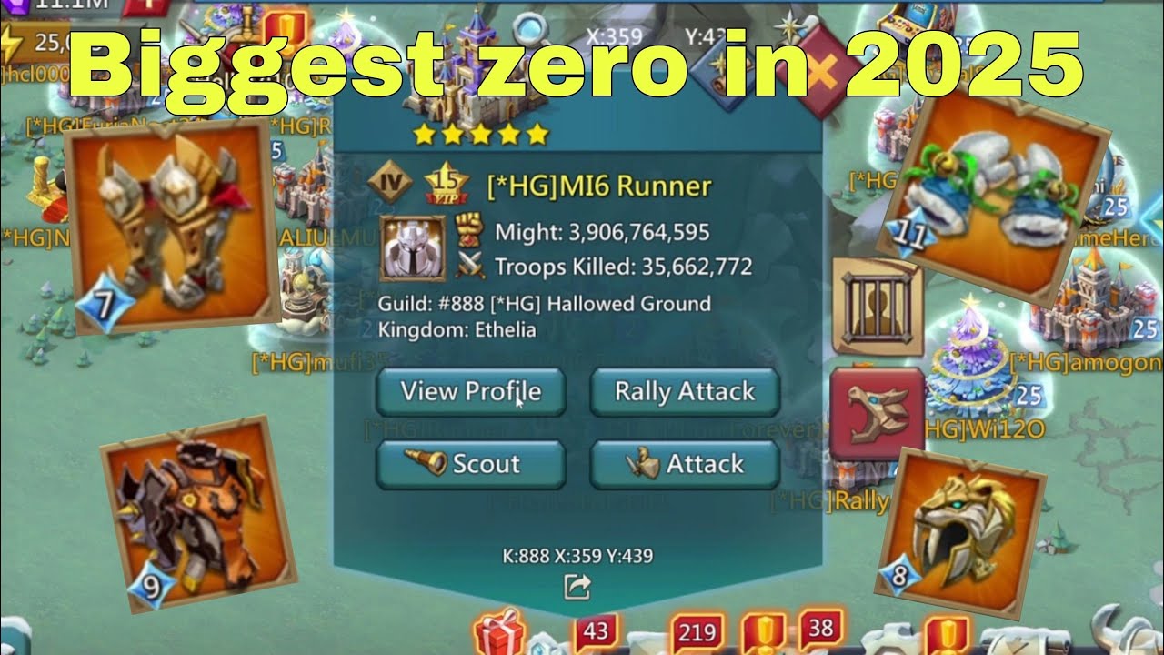 Lords Mobile - Biggest zero in 2025. 4b war gear anti-scout target. Rank 1 castle in k888