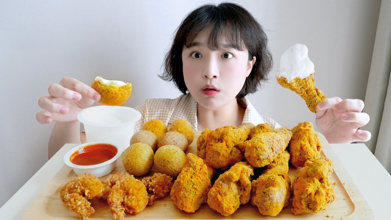 요청 폭발🌟카이막 치즈볼과 뿌링클 치킨 먹방! 역대급 신메뉴 등장⁉️(ft. 짱비싼 콰삭 슈림프)REALSOUND MUKBANG | Kaimak Cheese Ball :D