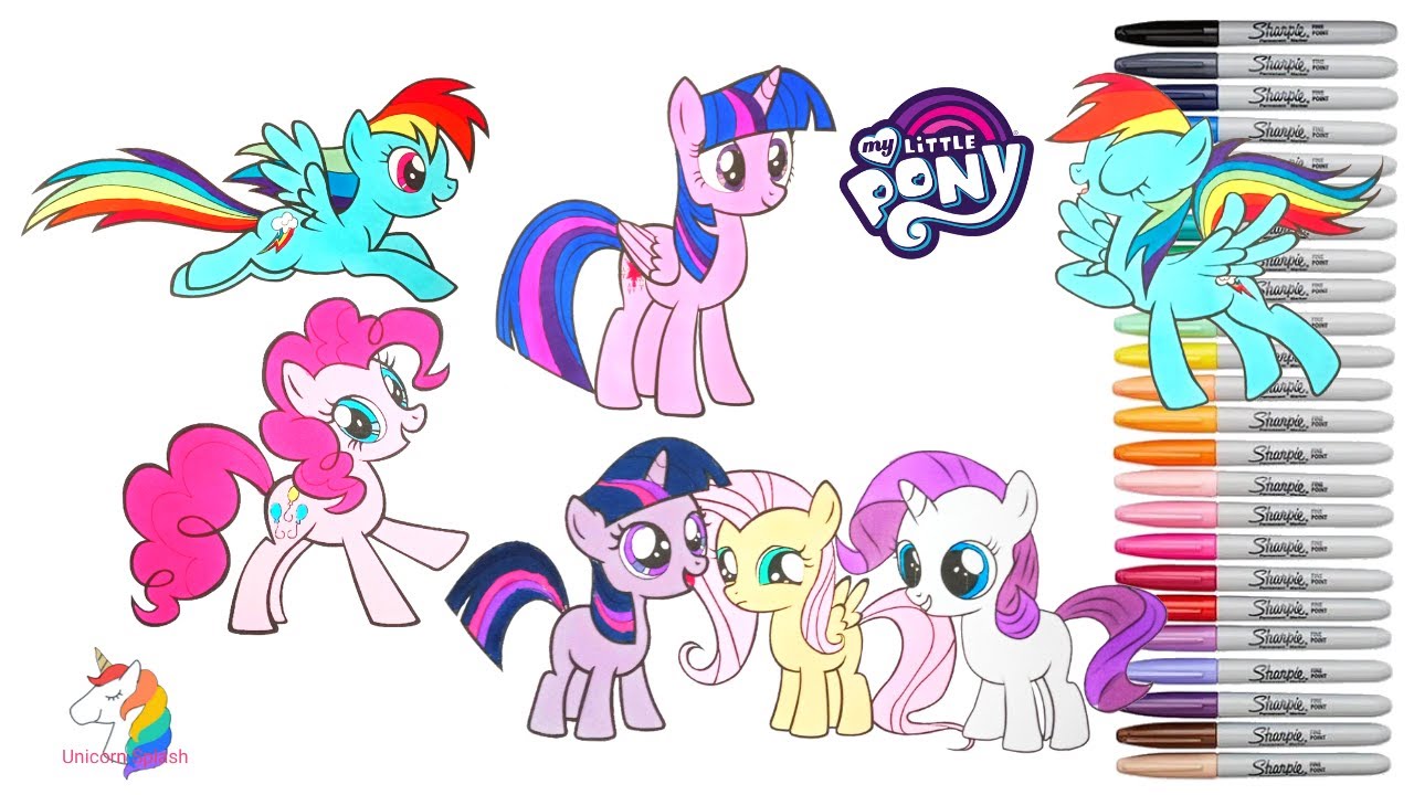 My Little Pony Coloring Book Pages Compilation Rainbow Dash Pinkie Pie Twilight MLP | UNiCORN SPLASH