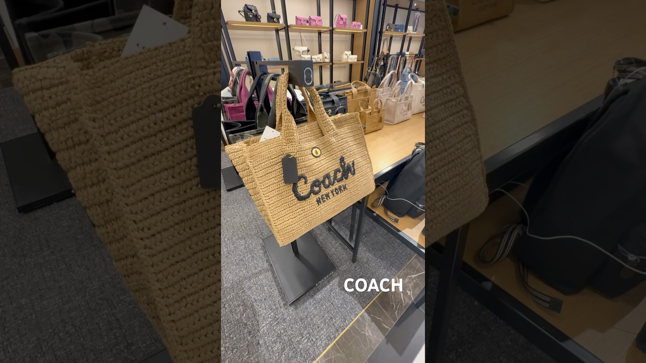 COACH CARGO EMBROIDERED LOGO STRAW TOTE & MORE #macyshandbags #coach #macys