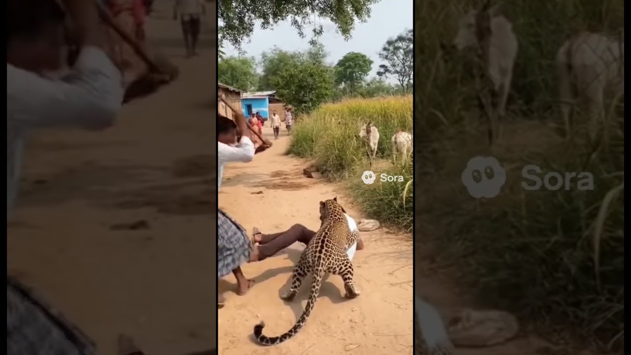 Leopard Attacks Man in Indian Village | Brave Villager Fights Back with Iron Rod | Real Footage🐯