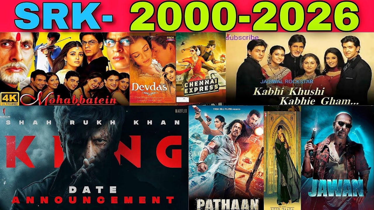 SRK Sharukh Khan 2000-2026 All Movie Revel , Sharukh Khan New Movie KING Upcoming 