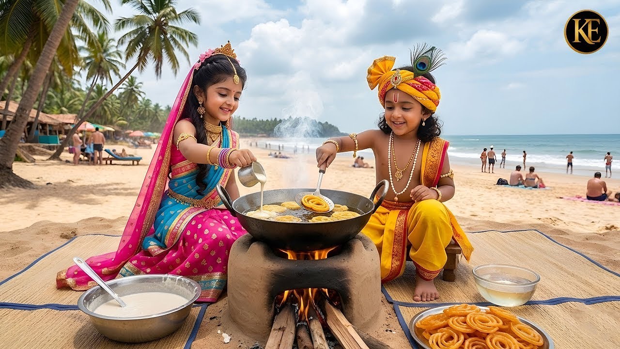 समुद्र किनारे राधा–कृष्ण ने बनाई जलेबी || यशोमती मईया के नंदलाला | Shree Krishan