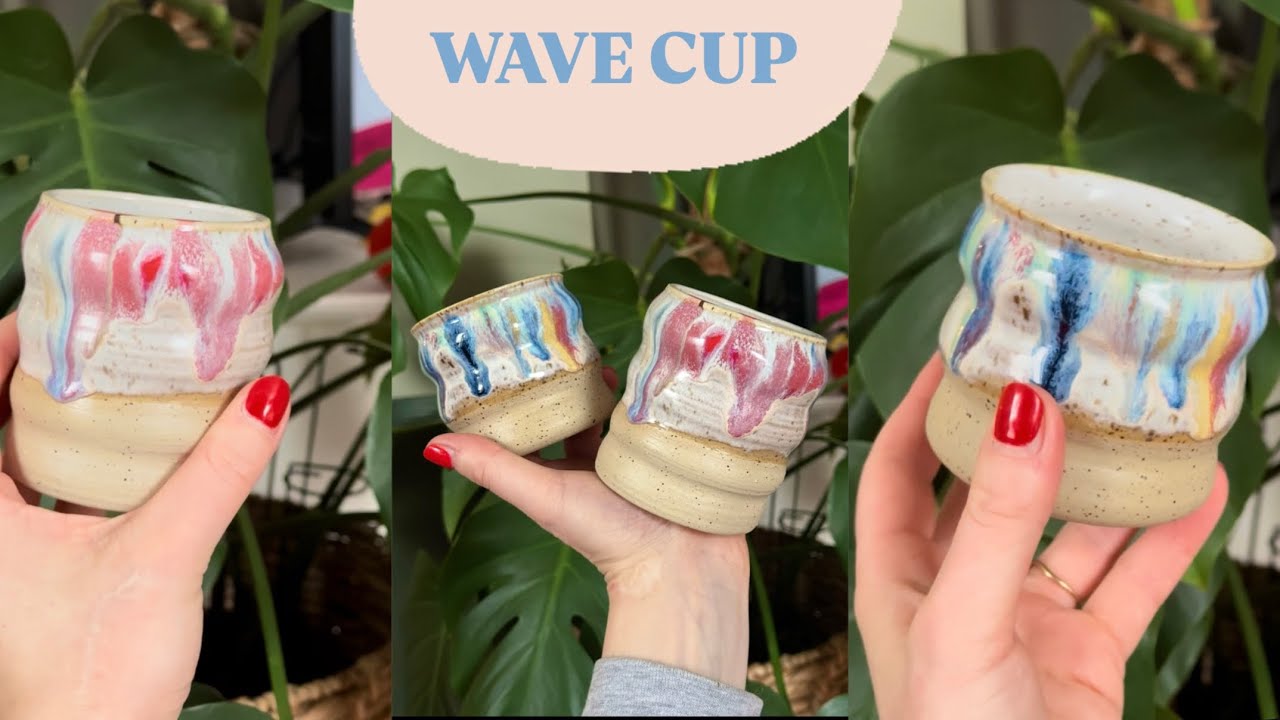 Wavy cup 🌊 Pottery Part 2 // glaze and firing 