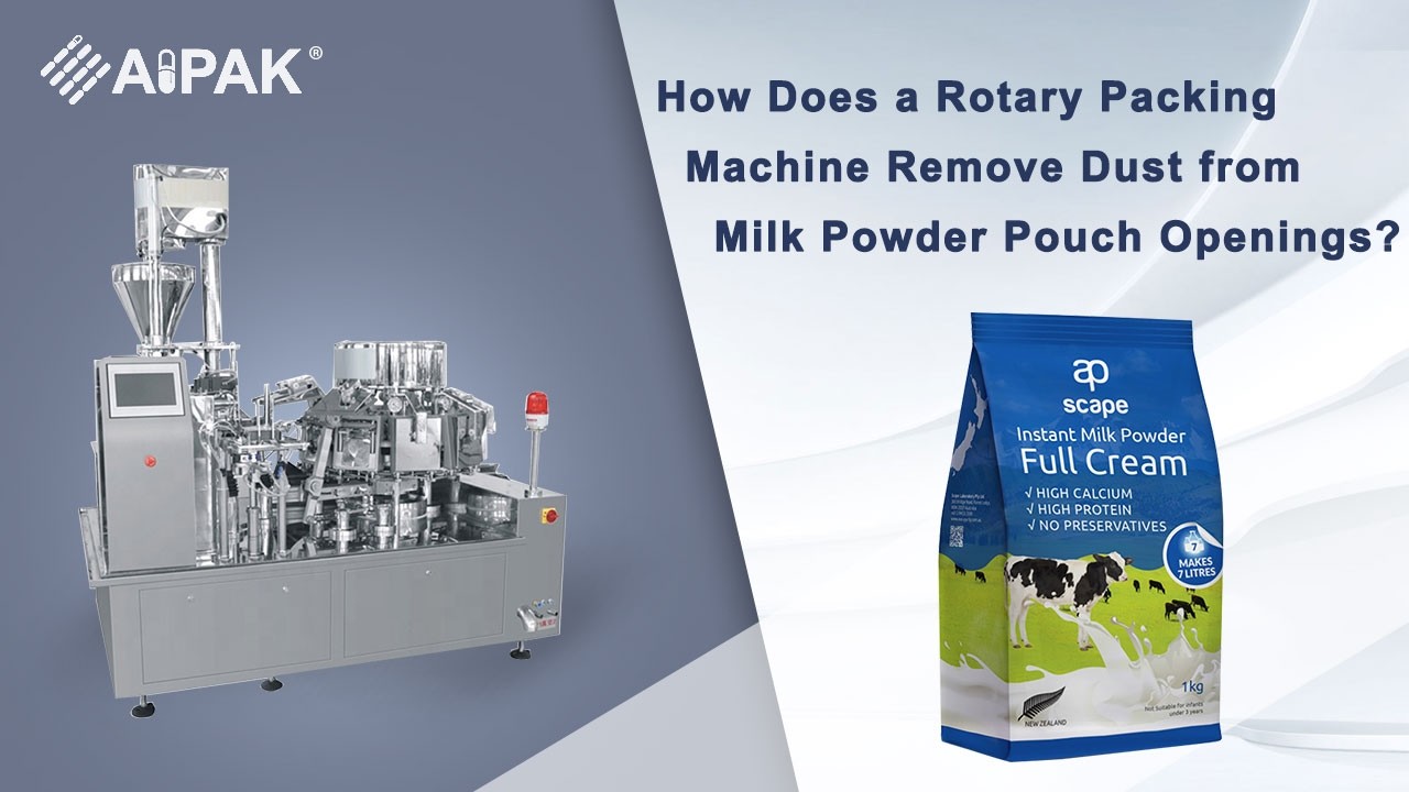 How Does a Rotary Packing Machine Remove Dust from Milk Powder Pouch Openings?