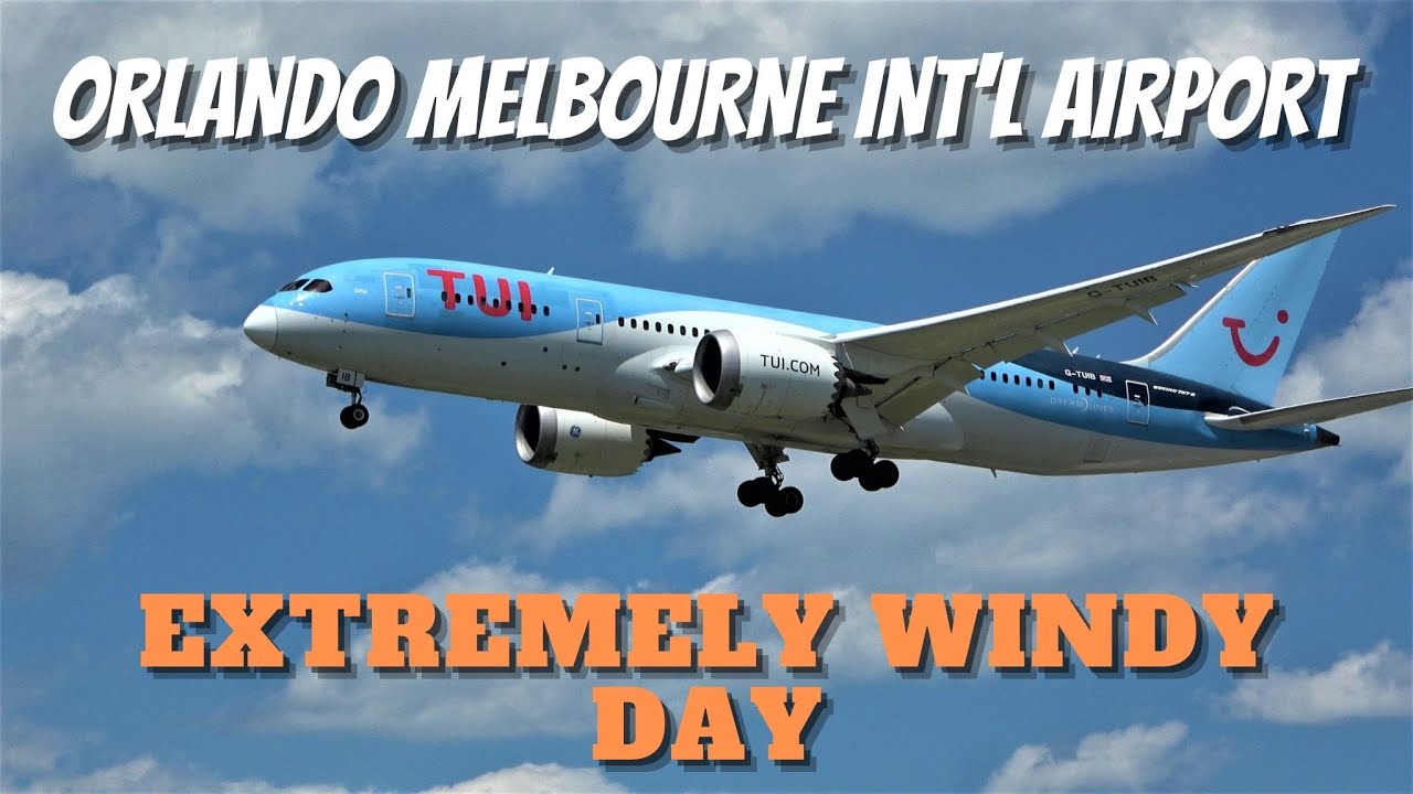 [4K] PLANE SPOTTING EXTREMELY WINDY DAY ORLANDO MELBOURNE INT'L AIRPORT MLB AIRCRAFT ID 4/09/22