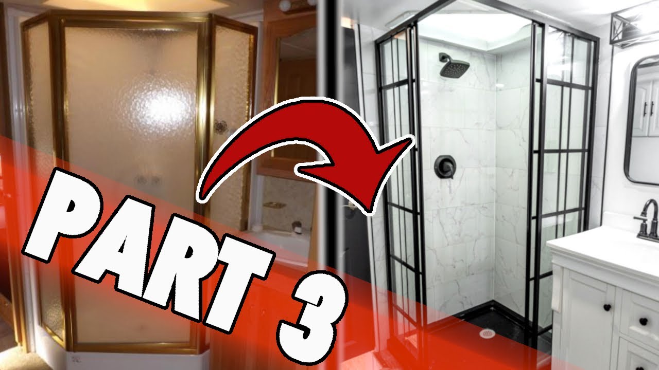 PART 3 - How to Remodel Your RV Shower to Look Like THIS! || Building the Sub walls and Finish Walls