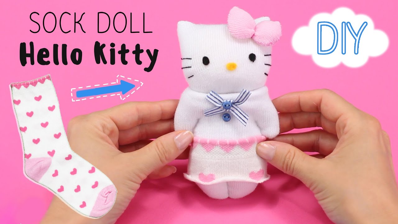 かわいい 靴下人形 DIY Cute Sock Doll Hello Kitty こんにちはキティ