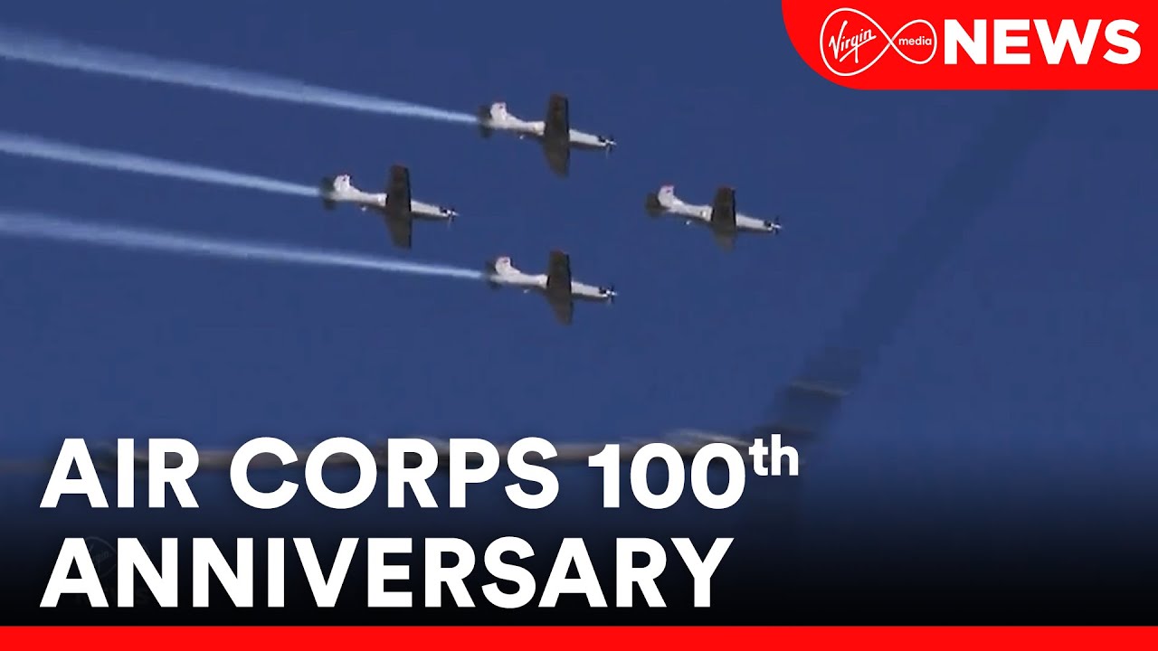 A flyover by Air Corps aircraft marks the 100th anniversary of its foundation