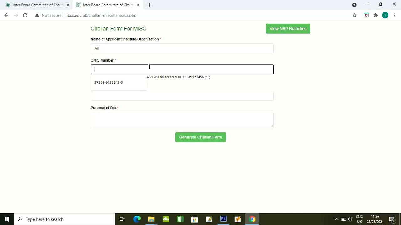 How to create online challan of IBCC// For Returning Documents