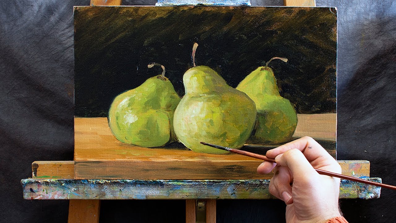How I Paint Pears From a Photo | Oil Painting Time-lapse