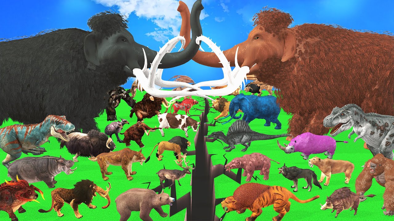 Prehistoric Mammals ARK Animals vs ARBS Mammals Woolly Mammoth Elephant Vs Big Bulls Animals Battle
