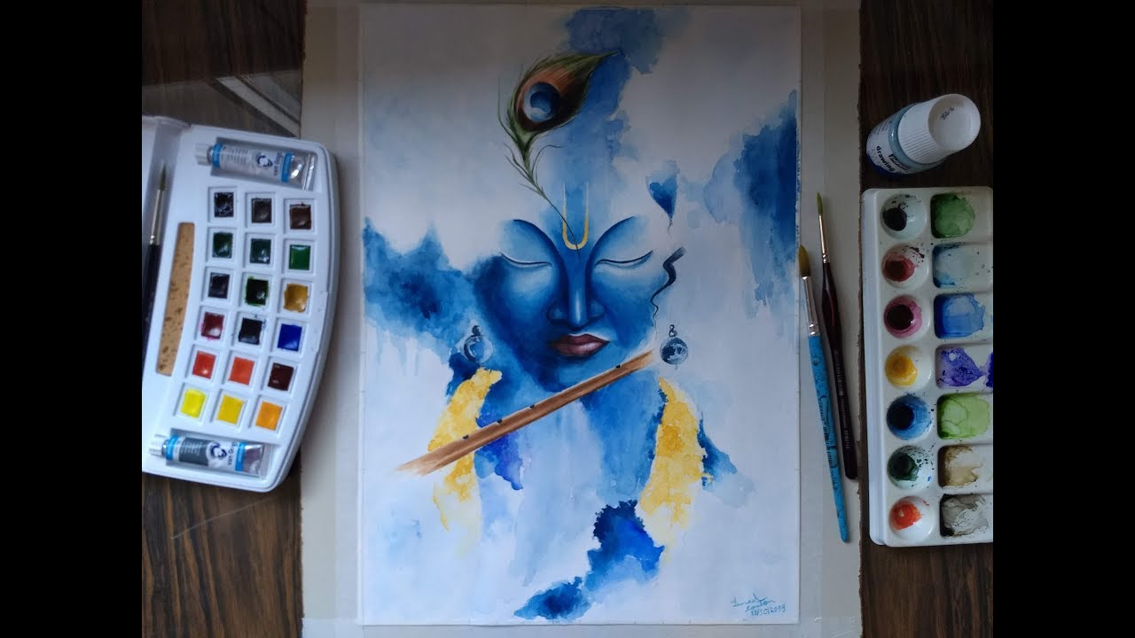 Aquarelando Lord Krishna 