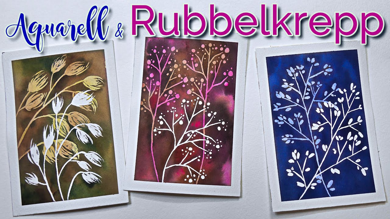 Rubbelkrepp & Aquarell - 3 super einfache Ideen für Anfänger mit Maskierflüssigkeit | Tutorium
