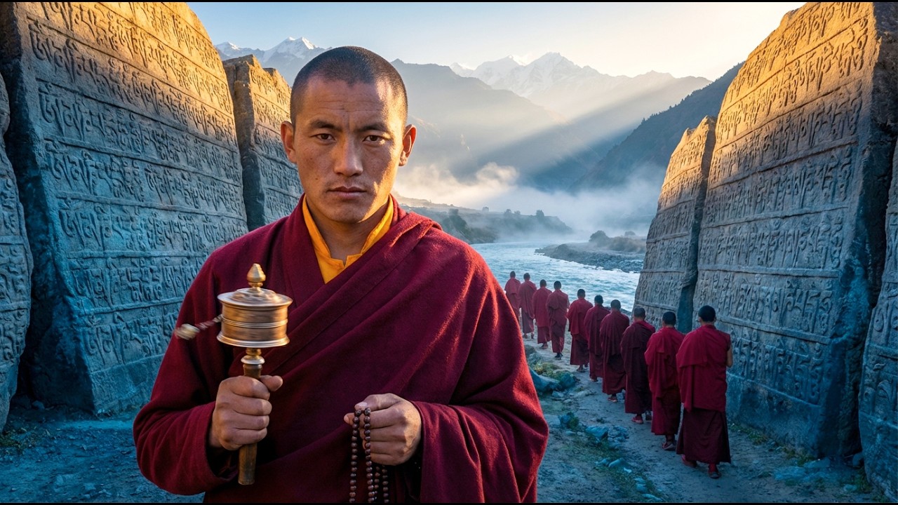 Tibetan Monks Chanting Between Colossal Mani Stones | Powerful Mountain Mantra