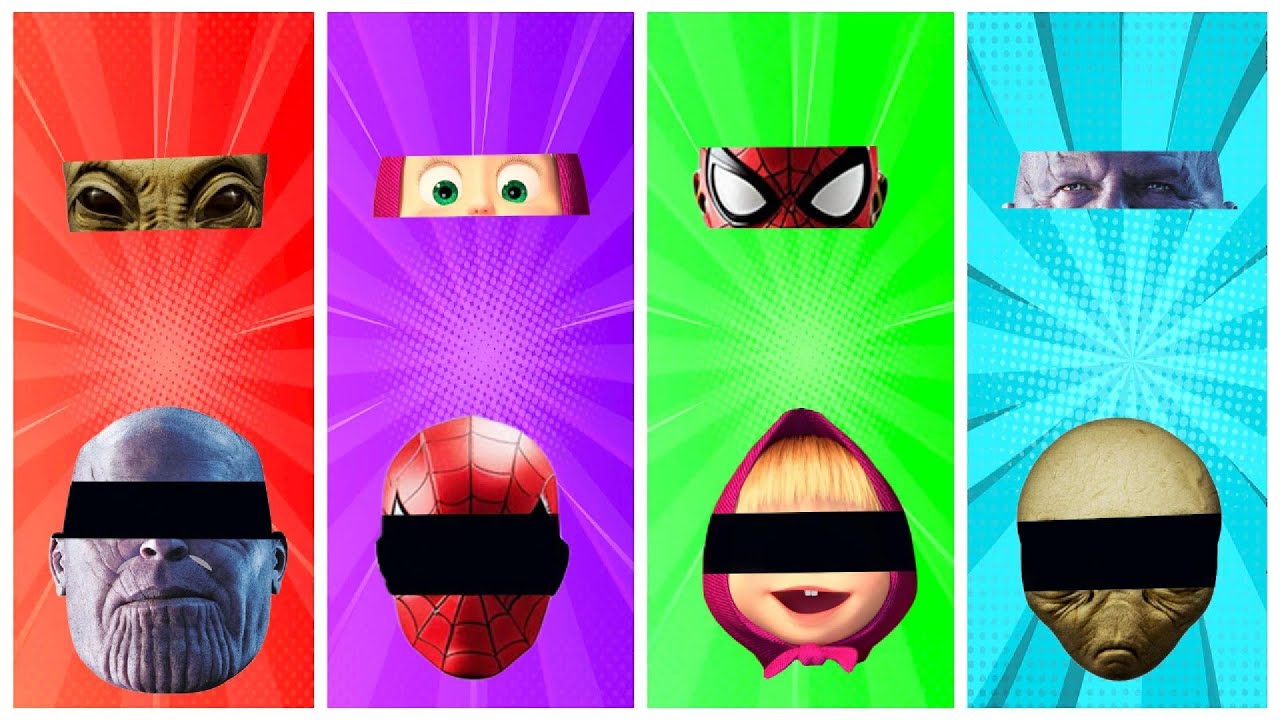 Wrong eyes👀 Thanos and Spiderman and Masha and Aliuen DAME TU COSITA Funny Puzzle Wrong Heads