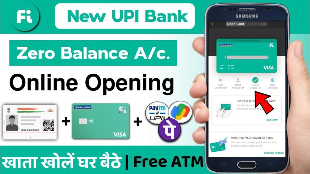 Best UPI bank | without video kyc account opening 2026 | Fi money zero balance account opening