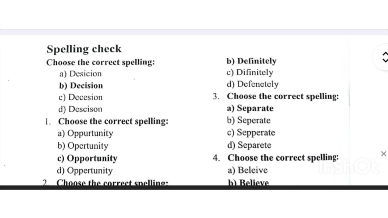 Spelling check Mcqs| English| Intermediate category BPS 5 to 15 jobs 