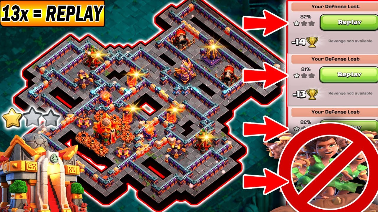 Anti 1 Star Th16 War Base + REPLAY | Unbeatable Th16 War Base Link | Anti 1 Th16 Legend Base Link