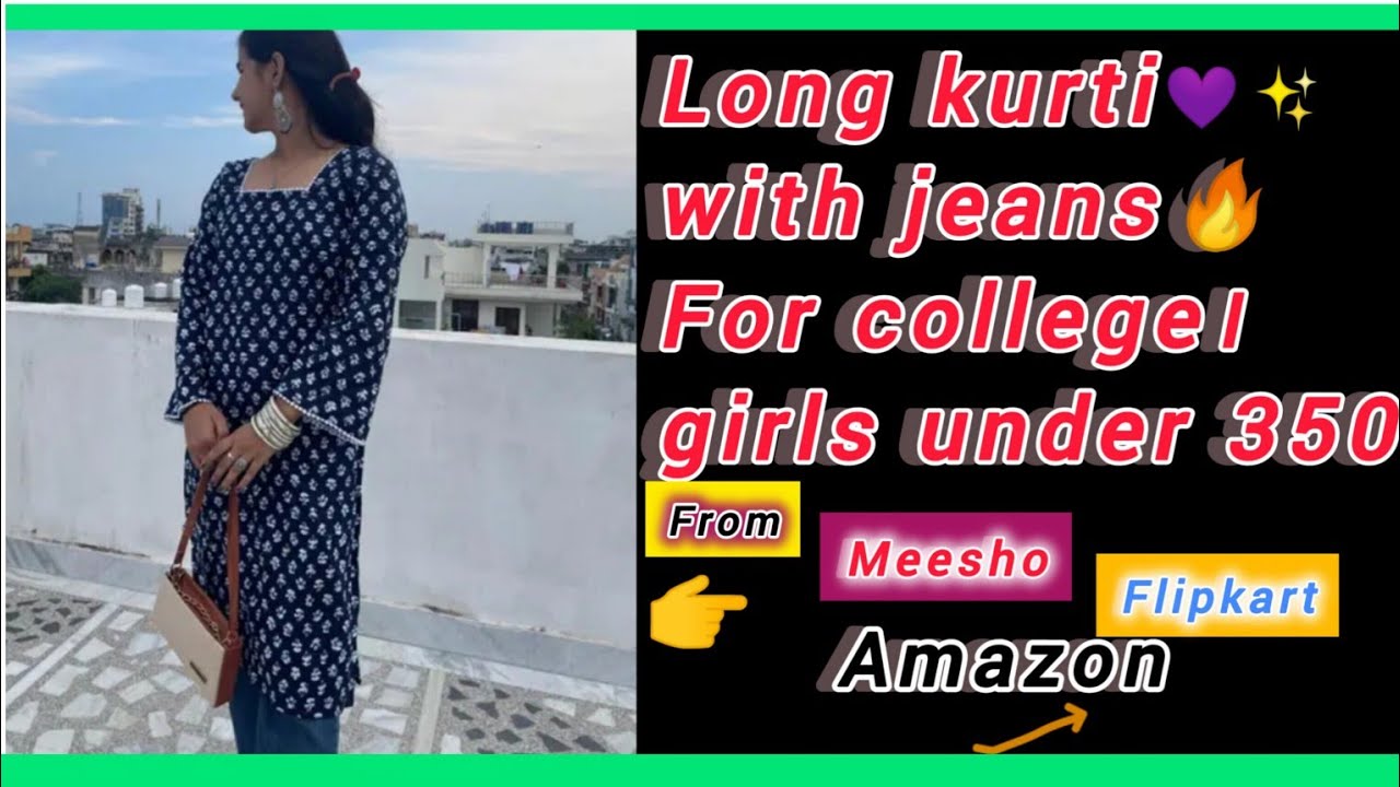Online kurti with jeans for college girls ❤️🔥/students || Meesho/ Flipkart// 