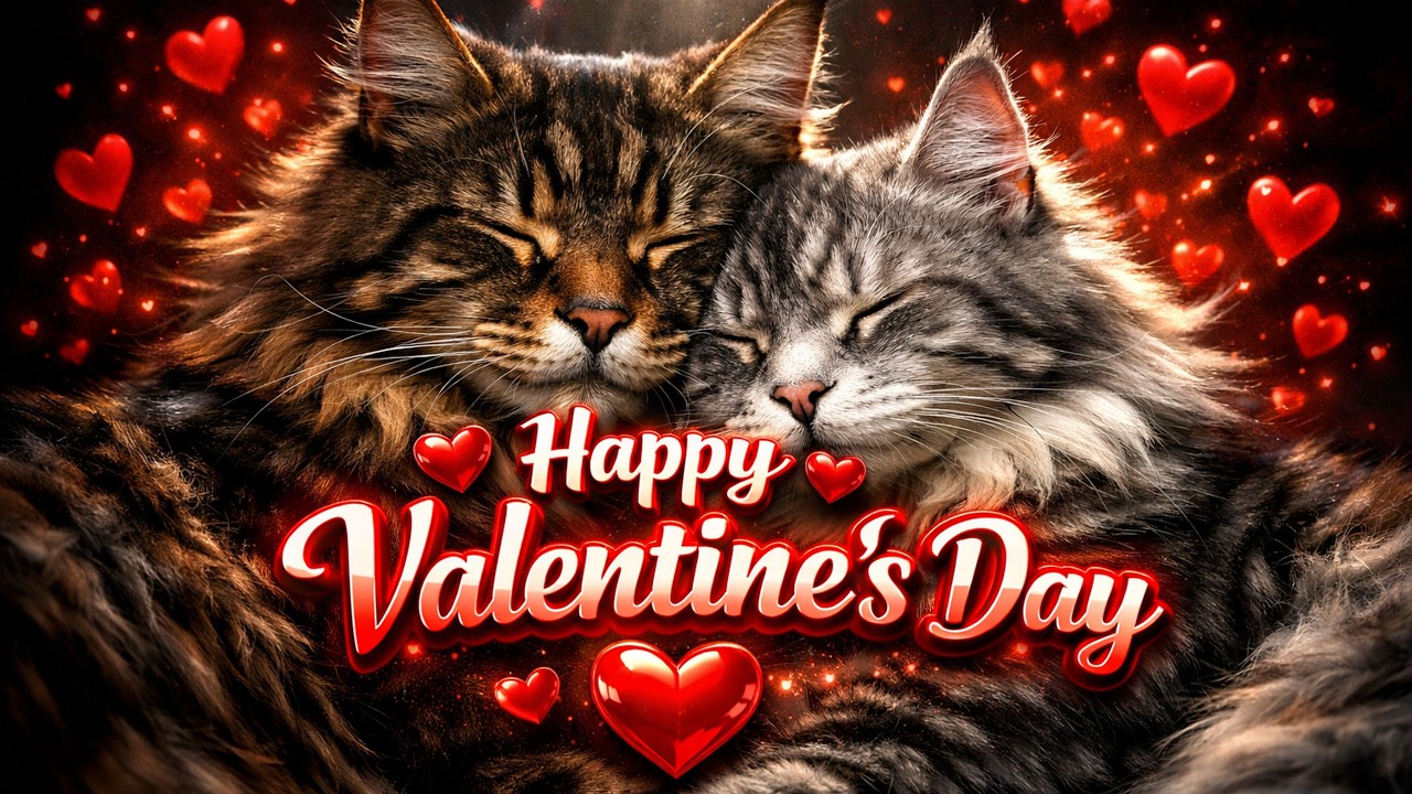 Valentine’s Day Dinner Ambience 💕 | Romantic Music & Cozy Cats | No Ads