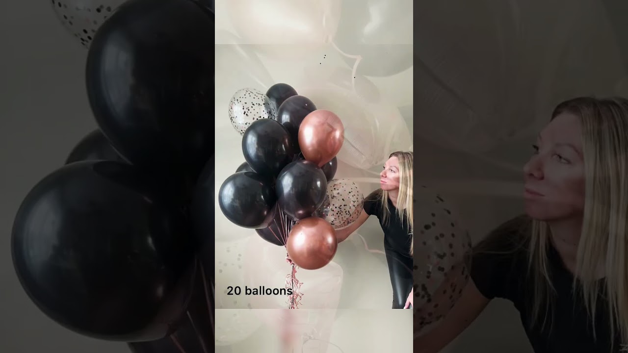 Balloons bouquet black with rose gold. How looks balloons bouquet 7p 10p 15p 20 pieces?