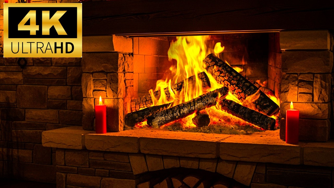 Warm Fireplace Ambience 🔥 4K Crackling Fire for Sleep & Stress Relief