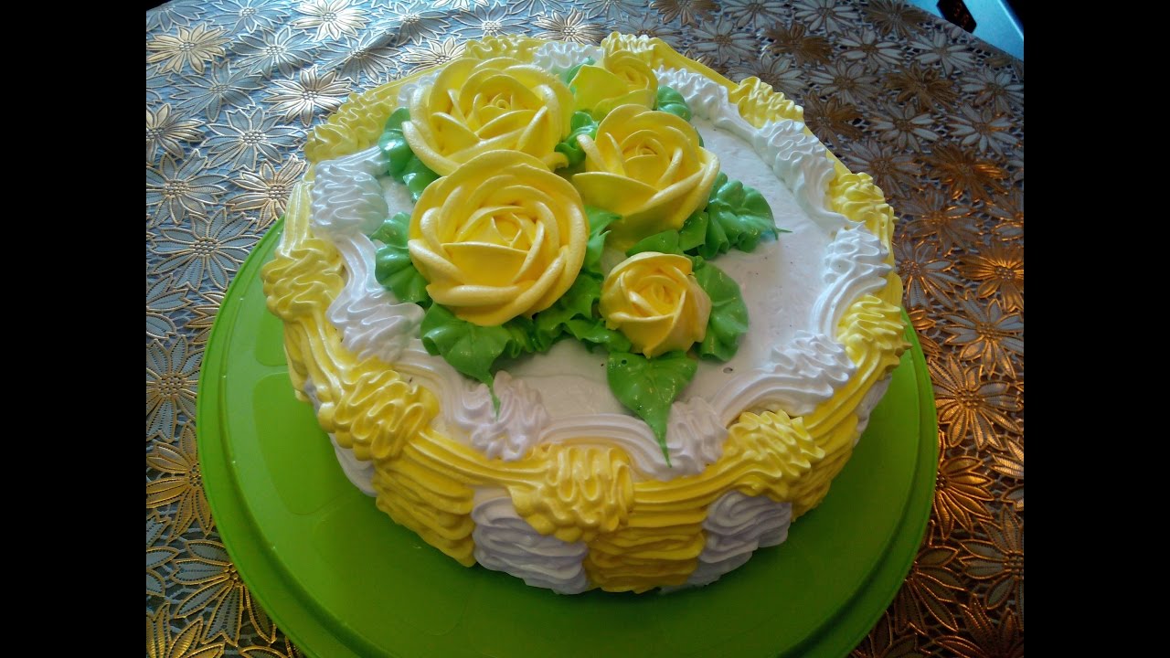 Торт рецепт бисквита ШОКОЛАД на КИПЯТКЕ  Украшаем торт кремом Cake decoration