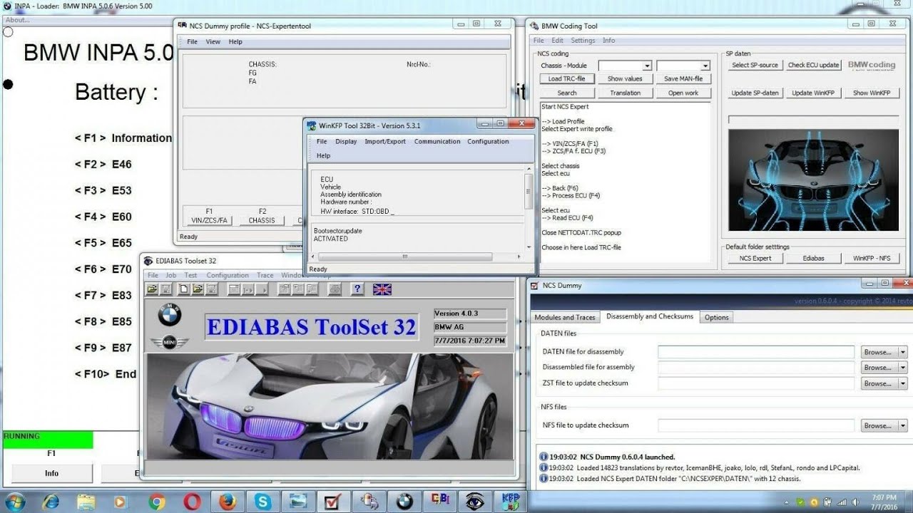 Detailed installation BMW software INPA, NCS-EXPERT, WIN-KFP, TOOL32 , DIS, PROGMAN, RHEINGOLD