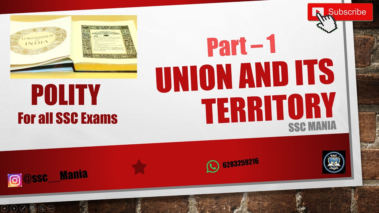 Part - 1 UNION AND ITS TERRITORY | POLITY | CLASS - 1 | SSC MANIA || BY HARRY SIR | FOR SSC EXAMS