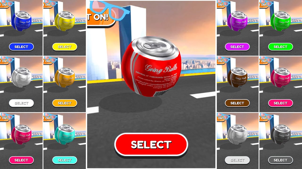 Going Balls Colorful Red Yellow Orange Blue Green Pink Purple 12 Cola Balls Funny SpeedRun Gameplay
