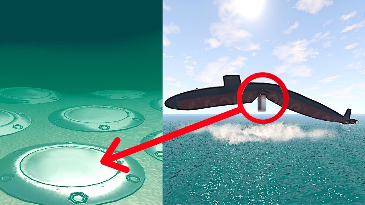 Underwater anti-boat bollard mine in action