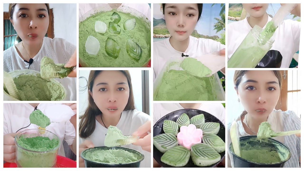 ASMR: Matcha ice eating | hard ice with matcha | Crunchy ice