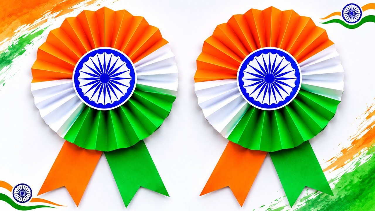  Easy Independence Day Paper Badge Making 🇮🇳 | DIY Tricolour Rosette Craft | Independence day craft 